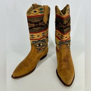 Seychelles Fabric and Leather Cowboy Boots Size 8